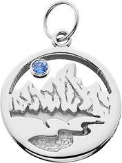 X-Small Silver Teton Charm w/Textured Mountains and River