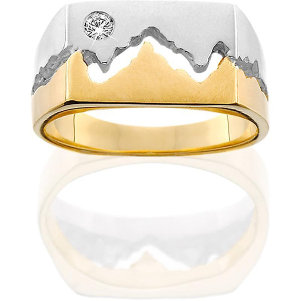 Women's 14K Gold Two-Toned Wide Teton Ring