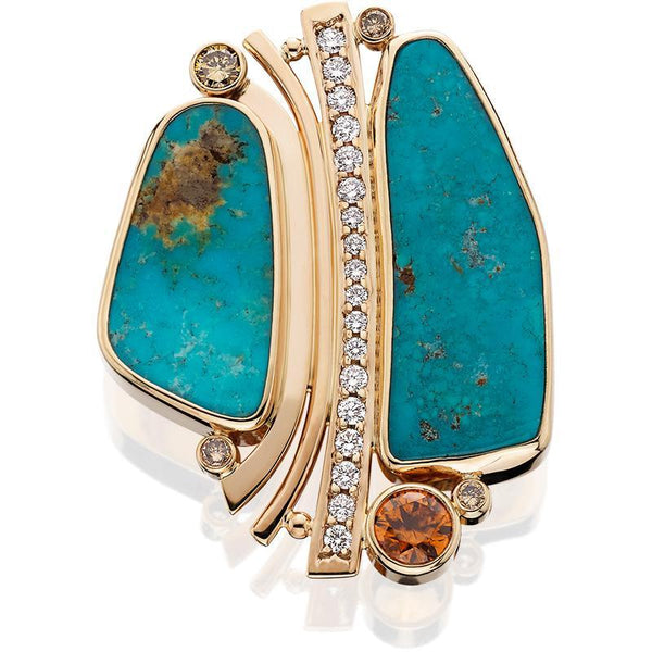 Turquoise, Diamond and Brown Zircon Pendant