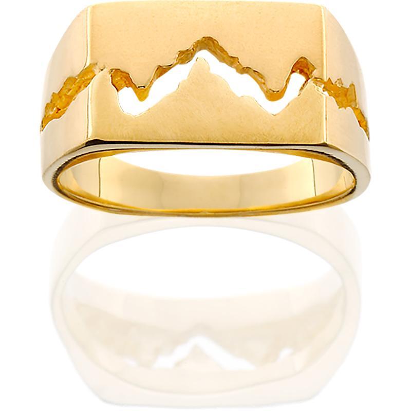 HR107; Women's 14K Yellow Gold Wide Teton Ring