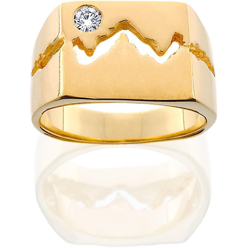 HR113; Women's 14K Yellow Gold Extra Wide Teton Ring