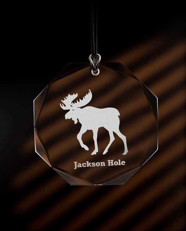 Crystal Round Moose Ornament