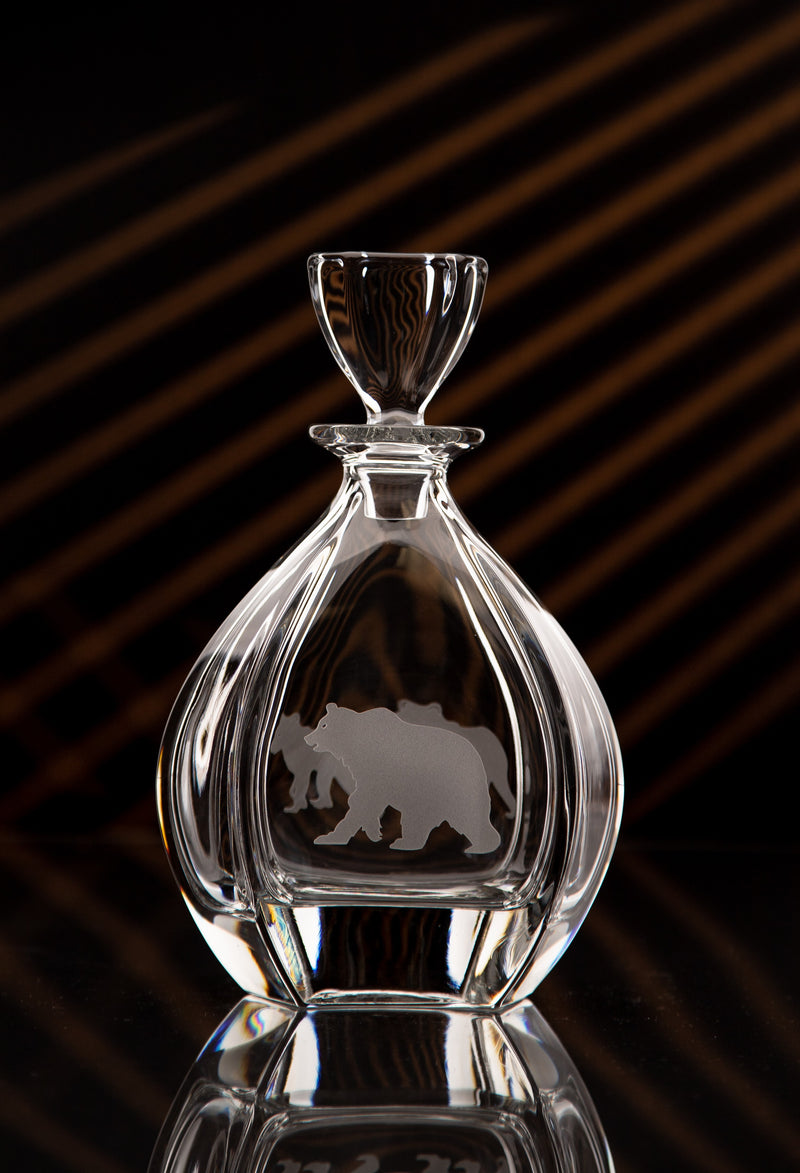Crystal Liquor Decanter w/Elegant Concave Sides