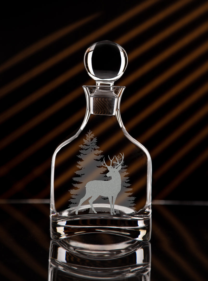 GL229; Round Crystal Arched Bottom Liquor Decanter