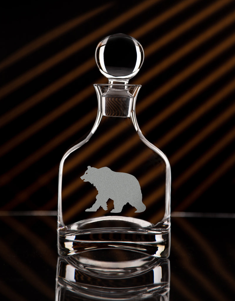 GL229; Round Crystal Arched Bottom Liquor Decanter