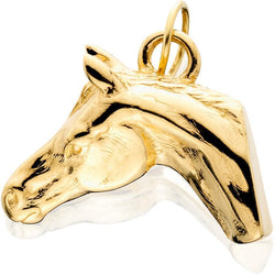 HC105; 14K Yellow Gold 2D Horse Head Charm/Pendant