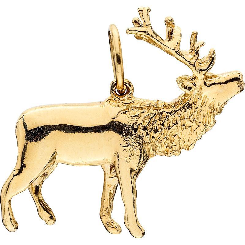 Elk Pendant 14k Gold Deer Charm Elk Charm Large