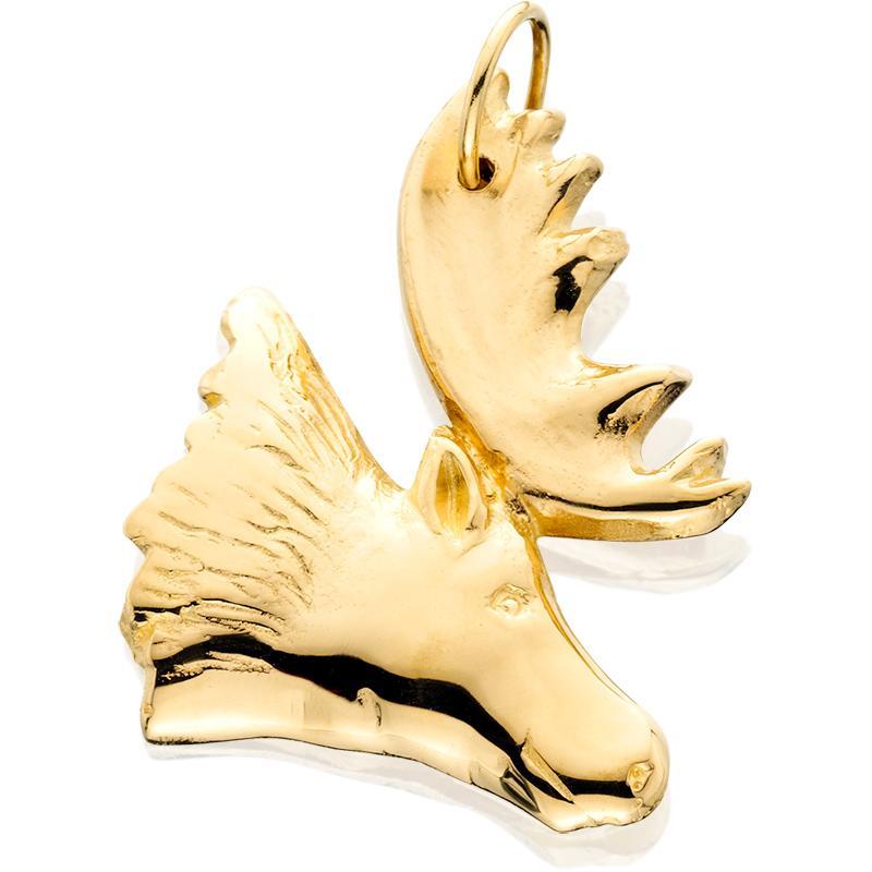 HC253; 14K Yellow Gold 2D Moose Head Charm