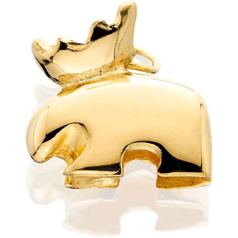 HC254; 14K Yellow Gold Small 3D Stylized Moose Charm