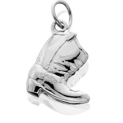 HCS102; Silver Short Scrunched Boot Cowboy Charm