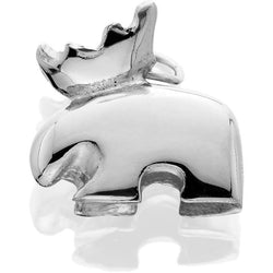 HCS264; Silver Small  3D Stylized Moose Charm