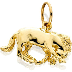 HD011; 14K Yellow Gold Bucking Horse Charm