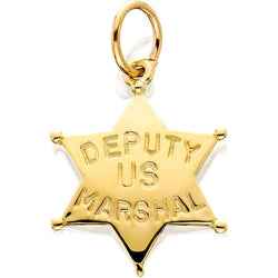 HD020; 14K Yellow Gold 'U.S. Deputy Marshal' Star Badge Charm
