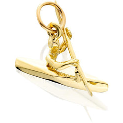 HD170; 14K Yellow Gold 3D Kayaking Person Charm w/Paddle