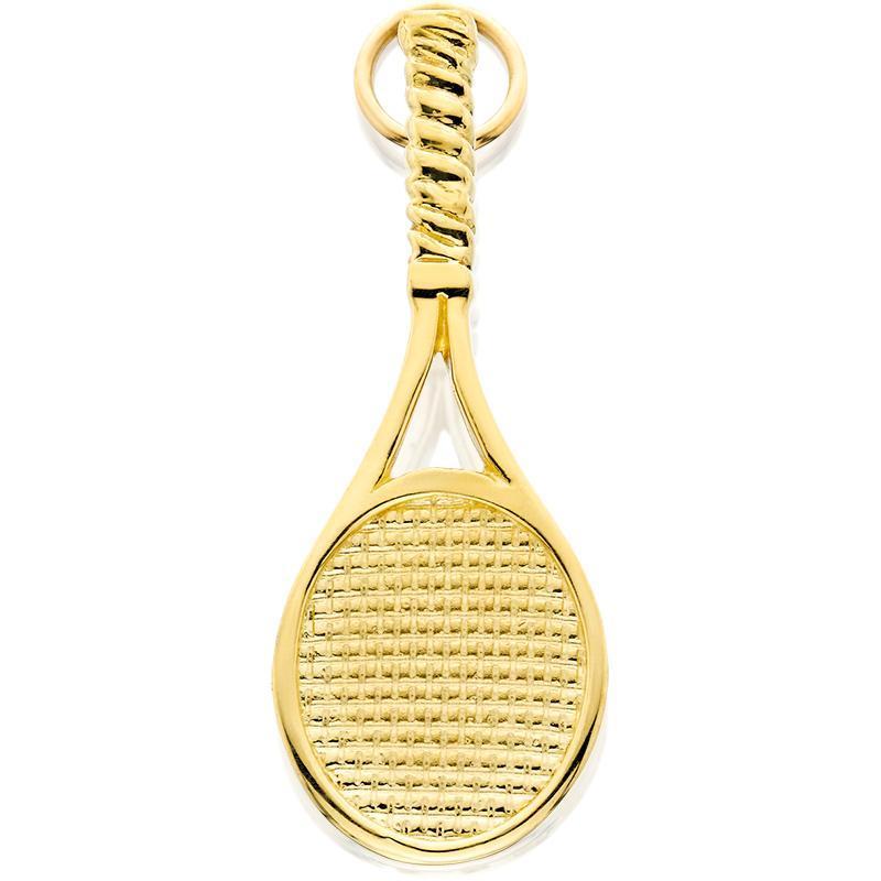 HD156; 14K Yellow Gold Tennis Racquet Charm