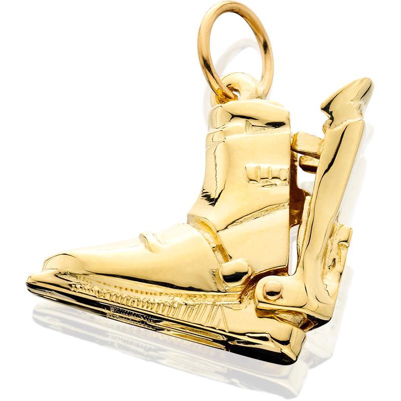 HD184; 14K Yellow Gold Large Hinged Rear Entry Ski Boot Charm