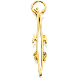HD191; 14K Yellow Gold 3D Back To Back Pair of Skies Charm