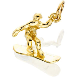 HD231; 14K Yellow Gold 3D Male Snowboarder Charm