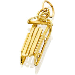 HD250; 14K Yellow Gold 3D w/Rope Snow Sled Charm