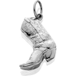 HDS031; Silver 3D Large Engraved Cowboy Boot Charm