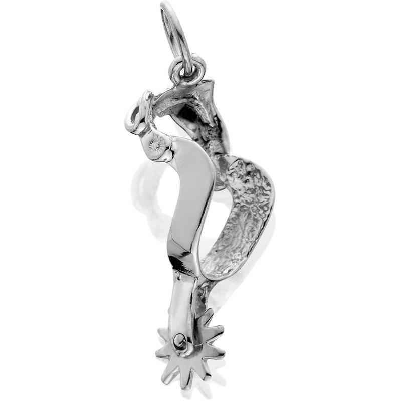 HDS046; Silver 3D Large Spur Charm w/Spinning Rowel