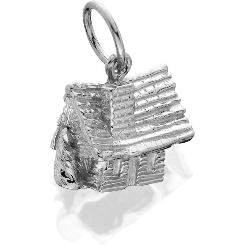 HDS150; Silver 3D Small Log Cabin Charm