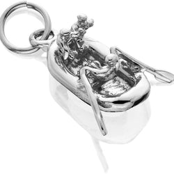 HDS0176; Silver 3D Raft Charm w/People and a  Solid Bottom