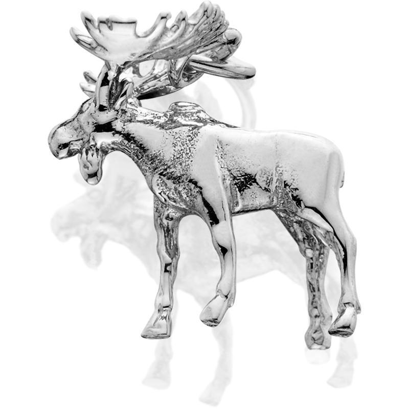 HDS080; Sterling Silver Medium Moose w/Large Antlers