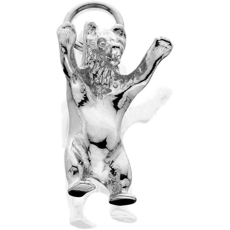 HDS093; Silver 3D Standing Bear Charm w/Arms Up