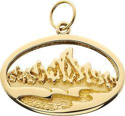 Oval Teton Charm w/Textured Mountains and River ~ Small