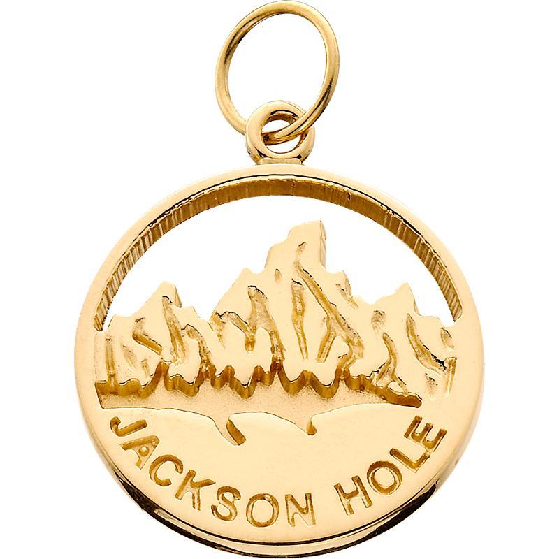 HP029; 14K Yellow Gold X-Small 'Jackson Hole' Charm w/Textured Mountains