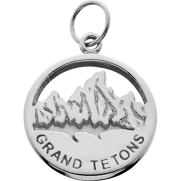 X-Small Silver 'Grand Tetons' Charm w/Textured Mountains