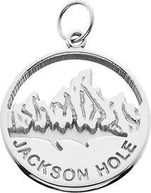Small Silver 'Jackson Hole' Charm w/Textured Mountains