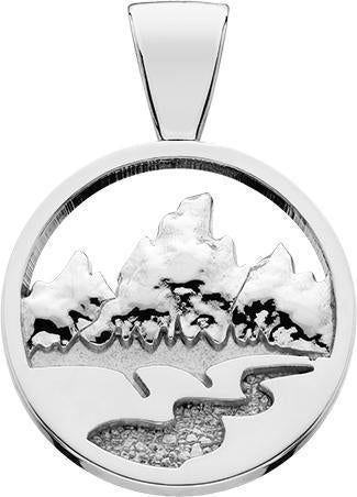 SILVER Teton Pendant w/Raised Mountains and Textured River