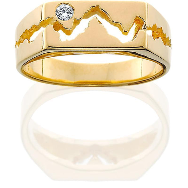 HR001; Men's 14K Yellow Gold Teton Ring