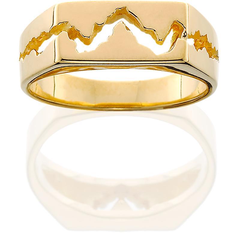 HR001; Men's 14K Yellow Gold Teton Ring