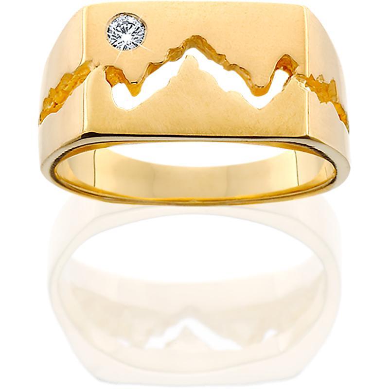 HR007; Men's 14K Yellow Gold Wide Teton Ring