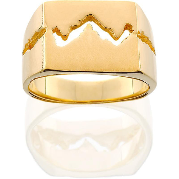 HR013; Men's 14K Yellow Gold Extra Wide Teton Ring