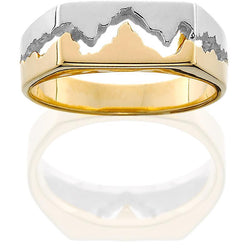 HR037; Men's 14K Gold Two-Toned Teton Ring