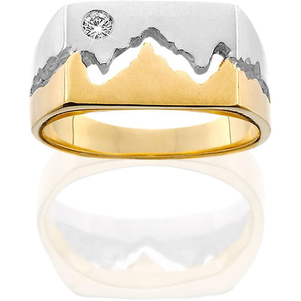 Men's 14K Gold Two-Toned Wide Teton Ring