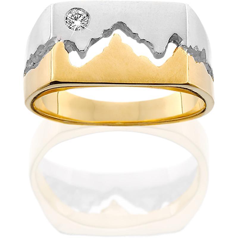 HR041; Men's 14K Gold Two-Toned Wide Teton Ring