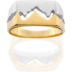 HR041; Men's 14K Gold Two-Toned Wide Teton Ring