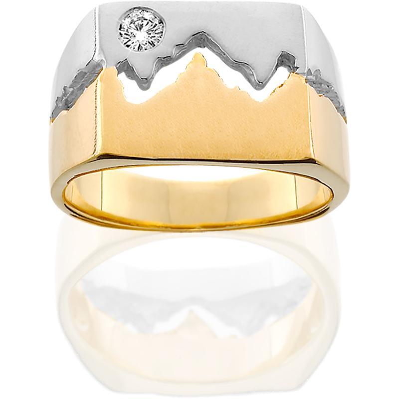 Men's 14K Gold Two-Toned Extra Wide Teton Ring