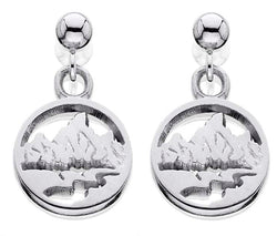 Extra Small Silver Teton Earrings w/Textured Mountains