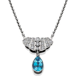 HUGETTE0002; Aquamarine and Diamond Necklace set in Platinum