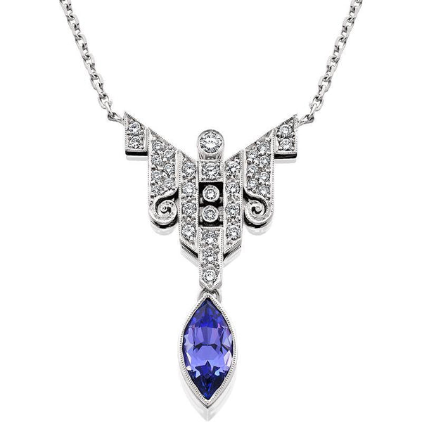 HUGETTE0006; Tanzanite and Diamond Necklace set in Platinum
