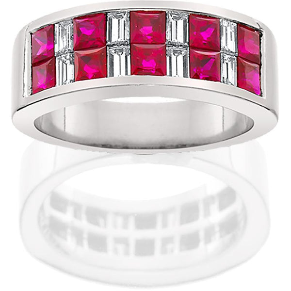 JB016; Ruby and Diamond Platinum Ring