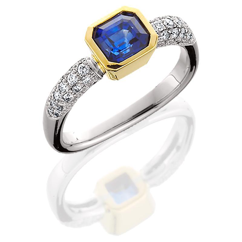JFA005; Blue Sapphire and Diamond Ring