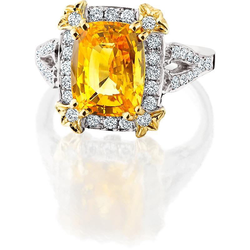 JM004; 18K White and Yellow Gold Yellow Sapphire and Diamond Ring