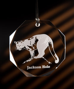 Crystal Round Mountain Lion Ornament